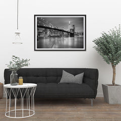 Ezposterprints - Brooklyn Bridge in Black and White - 36x24 ambiance display photo sample