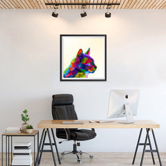 Ezposterprints - Cartoon Cat | Cubism Pop Art Design Colorful Animals - 24x24 ambiance display photo sample