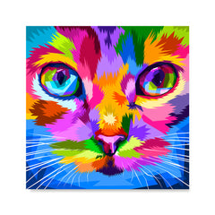 Ezposterprints - Cat Face | Cubism Pop Art Design Colorful Animals