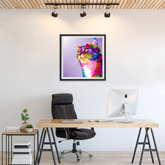 Ezposterprints - Cute Cat | Cubism Pop Art Design Colorful Animals - 24x24 ambiance display photo sample