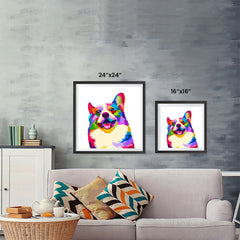 Ezposterprints - Happy Dog | Cubism Pop Art Design Colorful Animals ambiance display photo sample