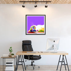 Ezposterprints - Sleeping Cat | Cubism Pop Art Design Colorful Animals - 24x24 ambiance display photo sample