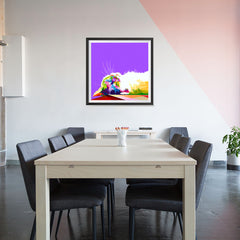 Ezposterprints - Sleeping Cat | Cubism Pop Art Design Colorful Animals - 32x32 ambiance display photo sample