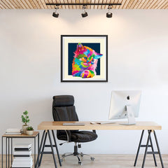 Ezposterprints - Adorable Cat | Cubism Pop Art Design Colorful Animals - 24x24 ambiance display photo sample