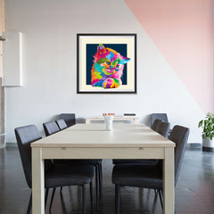 Ezposterprints - Adorable Cat | Cubism Pop Art Design Colorful Animals - 32x32 ambiance display photo sample