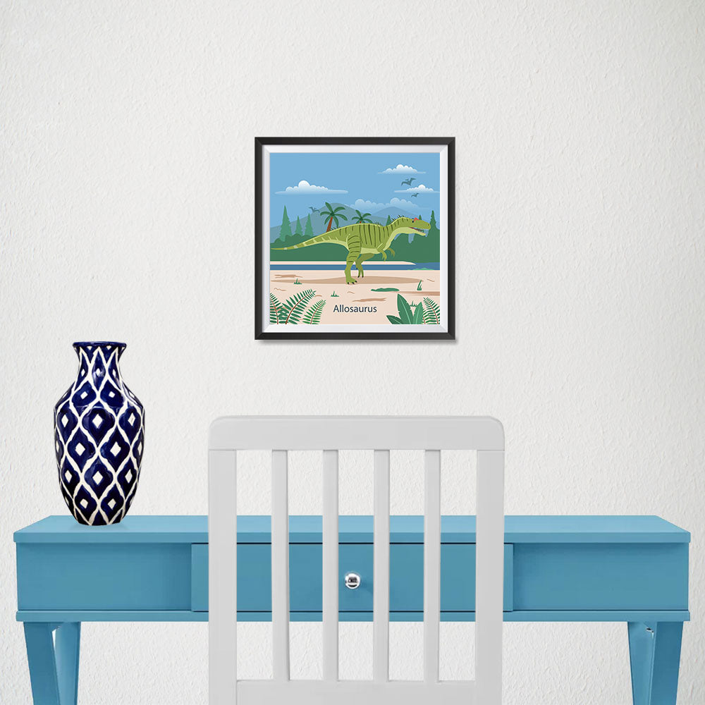 Ezposterprints - Allosaurus - Prehistoric Animals, Dinosaur Illustrations Series - 10x10 ambiance display photo sample