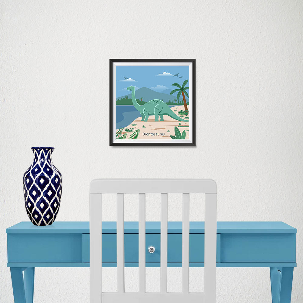 Ezposterprints - Brontosaurus - Prehistoric Animals, Dinosaur Illustrations Series - 10x10 ambiance display photo sample