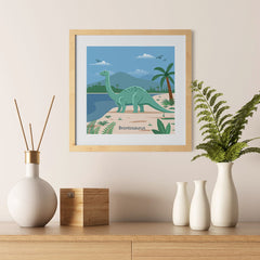 Ezposterprints - Brontosaurus - Prehistoric Animals, Dinosaur Illustrations Series - 12x12 ambiance display photo sample