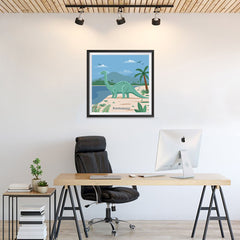 Ezposterprints - Brontosaurus - Prehistoric Animals, Dinosaur Illustrations Series - 24x24 ambiance display photo sample