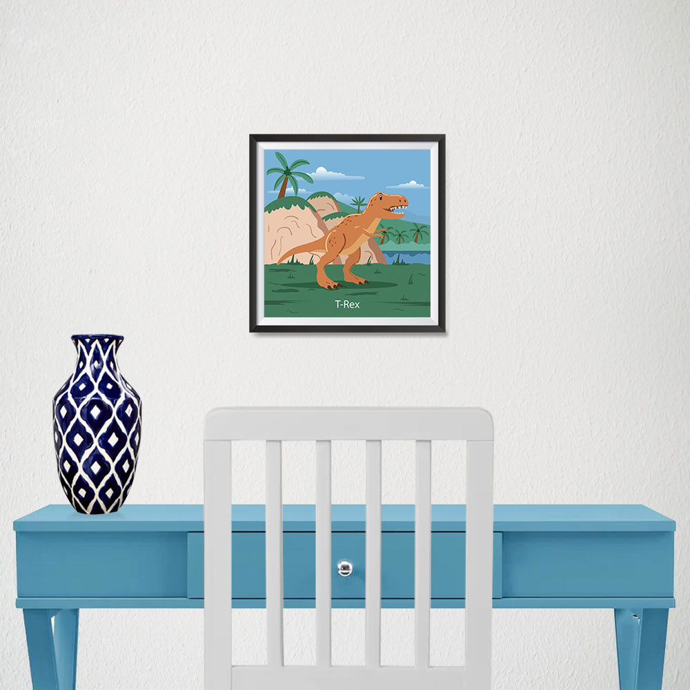 Ezposterprints - T-Rex - Prehistoric Animals, Dinosaur Illustrations Series - 10x10 ambiance display photo sample
