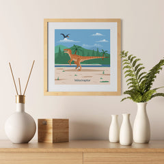 Ezposterprints - Velociraptor - Prehistoric Animals, Dinosaur Illustrations Series - 12x12 ambiance display photo sample