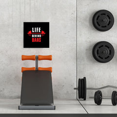 Ezposterprints - Life Behind Bars | GYM Motivation Quotes - 16x16 ambiance display photo sample