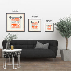 Ezposterprints - The Body Achieves What The Mind Believes | GYM Motivation Quotes ambiance display photo sample