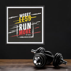 Ezposterprints - Worry Less Run More, Keep Moving | GYM Motivation Quotes - 12x12 ambiance display photo sample