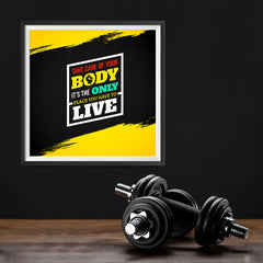 Ezposterprints - Take Care of Your Body | GYM Motivation Quotes - 12x12 ambiance display photo sample