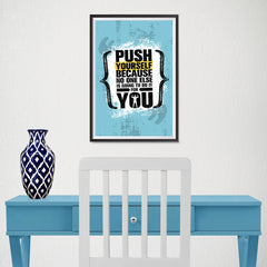 Ezposterprints - Push Yourself | Gym Inspiration Motivation Quotes - 12x18 ambiance display photo sample