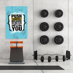 Ezposterprints - Push Yourself | Gym Inspiration Motivation Quotes - 32x48 ambiance display photo sample