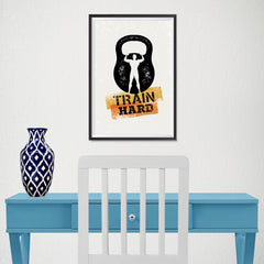 Ezposterprints - Train Hard | Gym Inspiration Motivation Quotes - 12x18 ambiance display photo sample