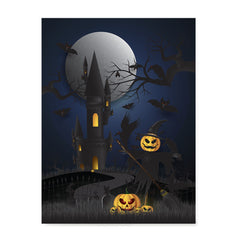 Ezposterprints - Dark Castle and Bad Pumpkins Halloween Poster