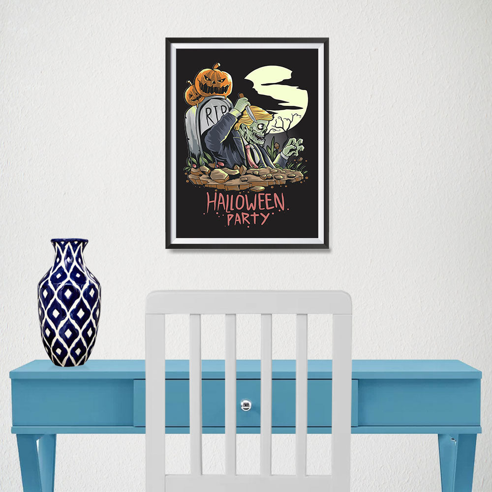 Ezposterprints - Very Very Scary Party Halloween Poster - 12x16 ambiance display photo sample