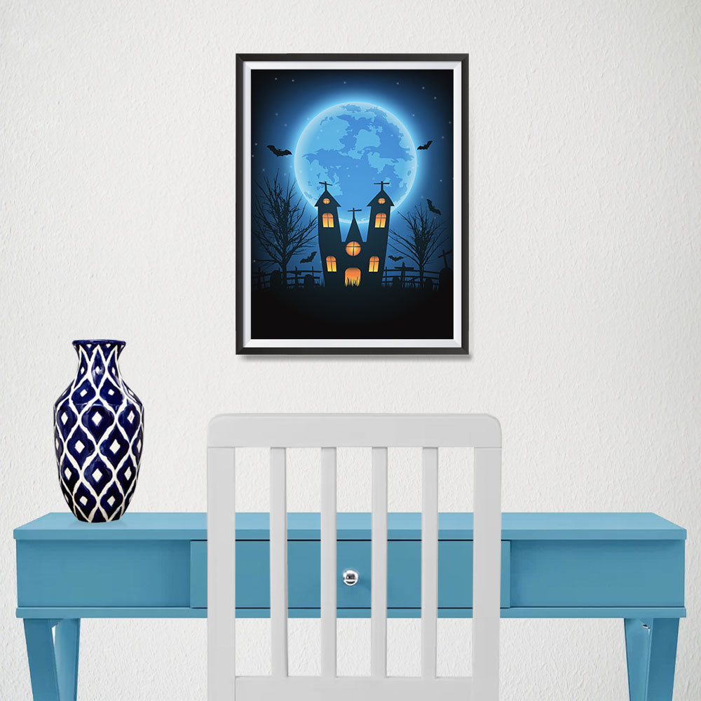 Ezposterprints - Under the Blue Moon Halloween Poster - 12x16 ambiance display photo sample