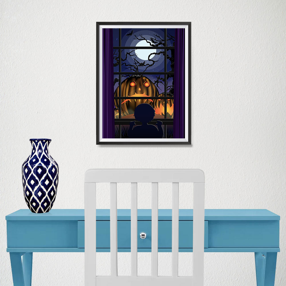 Ezposterprints - Sad Pumpkins Out There Halloween Poster - 12x16 ambiance display photo sample