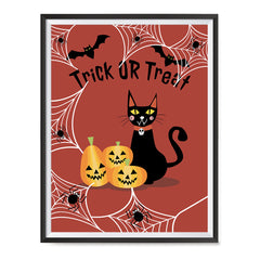 Ezposterprints - Happy Pumpkins and The Cat Halloween Poster ambiance display photo sample
