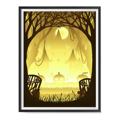 Ezposterprints - Pumpkin Silhouette In the Woods Halloween Poster ambiance display photo sample