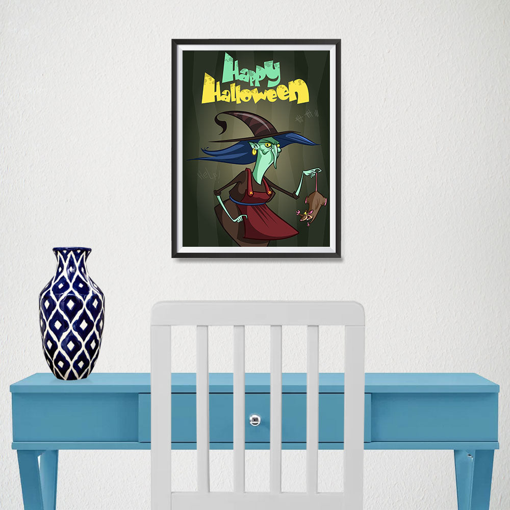 Ezposterprints - Scary Old Witch Halloween Poster - 12x16 ambiance display photo sample
