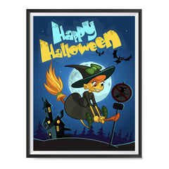 Ezposterprints - Happy Flying Young Witch 2 Halloween Poster ambiance display photo sample