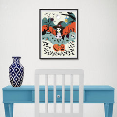 Ezposterprints - The Young Witch and The Happy Friends Halloween Poster - 12x16 ambiance display photo sample