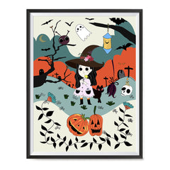 Ezposterprints - The Young Witch and The Happy Friends Halloween Poster ambiance display photo sample