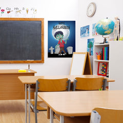 Ezposterprints - Zombie Boy Under The Moon Halloween Poster - 24x32 ambiance display photo sample