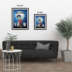 Ezposterprints - Zombie Boy Under The Moon Halloween Poster ambiance display photo sample
