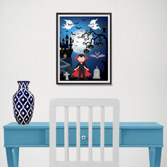 Ezposterprints - Young Dracula Halloween Poster - 12x16 ambiance display photo sample