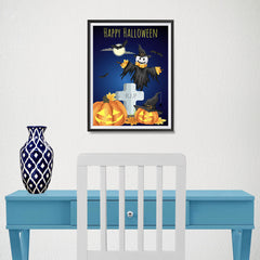 Ezposterprints - Pumpkin Lanterns at Cemetery Halloween Poster - 12x16 ambiance display photo sample