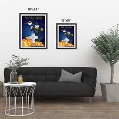 Ezposterprints - Pumpkin Lanterns at Cemetery Halloween Poster ambiance display photo sample