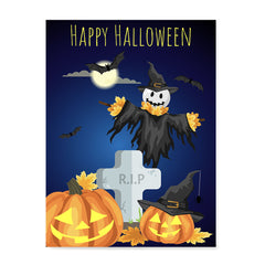 Ezposterprints - Pumpkin Lanterns at Cemetery Halloween Poster
