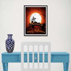Ezposterprints - Midnight at Cemetery Halloween Poster - 12x16 ambiance display photo sample