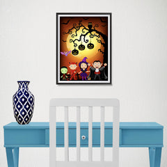 Ezposterprints - Kids with Costumes Halloween Poster - 12x16 ambiance display photo sample