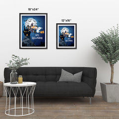 Ezposterprints - Happy Kids Flying Back to Castle Halloween Poster ambiance display photo sample