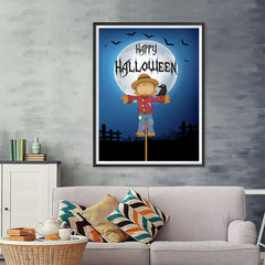 Ezposterprints - Scarecrow at Night Halloween Poster - 36x48 ambiance display photo sample