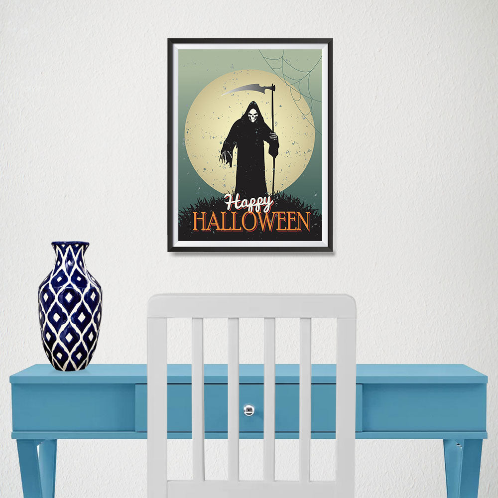 Ezposterprints - The Grunge Gothic Reaper Halloween Poster - 12x16 ambiance display photo sample