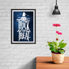 Ezposterprints - Trick Or Treat - Blue Halloween Poster - 08x12 ambiance display photo sample