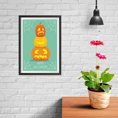 Ezposterprints - Pumpkins On Green Halloween Poster - 08x12 ambiance display photo sample