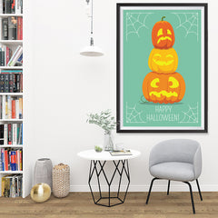 Ezposterprints - Pumpkins On Green Halloween Poster - 32x48 ambiance display photo sample