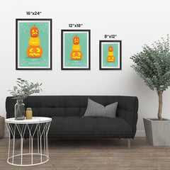 Ezposterprints - Pumpkins On Green Halloween Poster