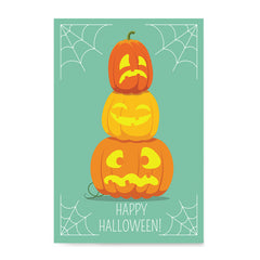 Ezposterprints - Pumpkins On Green Halloween Poster ambiance display photo sample