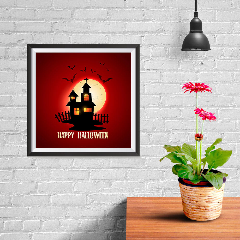Ezposterprints - House and Moon Halloween Poster - 10x10 ambiance display photo sample