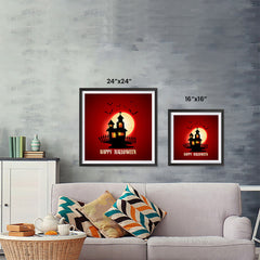 Ezposterprints - House and Moon Halloween Poster ambiance display photo sample